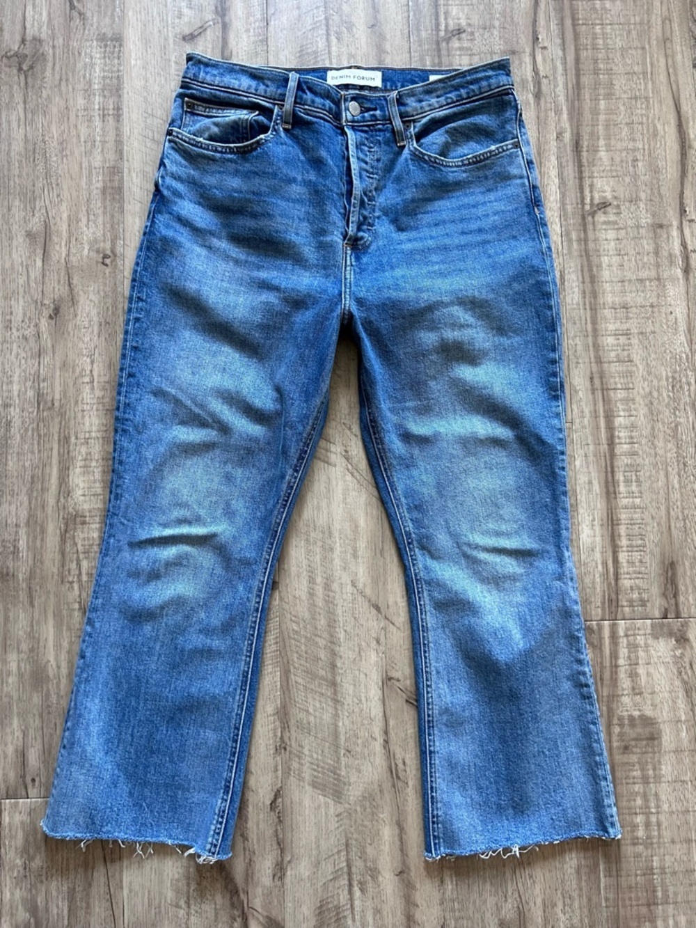 Denim Forum Aritzia The Bailey High Rise crop flare Medium wash Blue Jeans